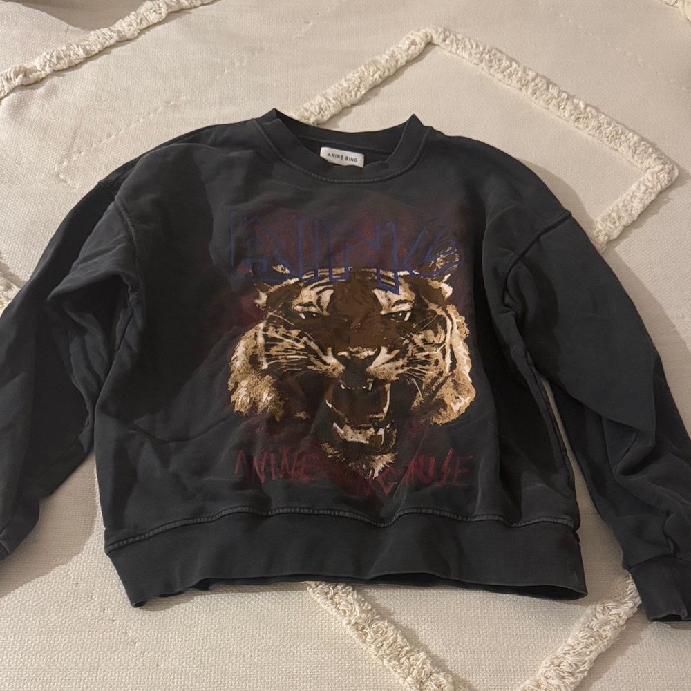 Anine Bing Black Tiger Graphic Sweatshirt
